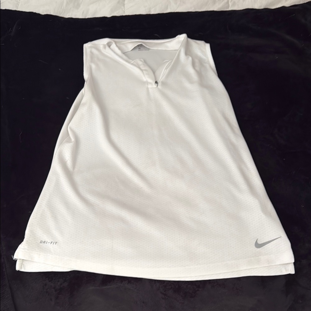 Nike White Dri-FIT Sleeveless Shirt - Nike Golf Size Large